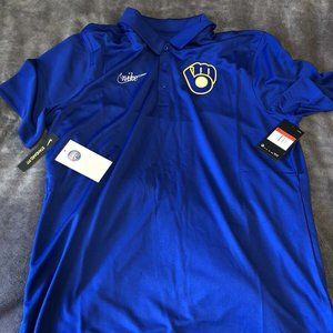 NWT Nike MLB Milwaukee Brewers Cooperstown Retro Polo Shirt Size XL